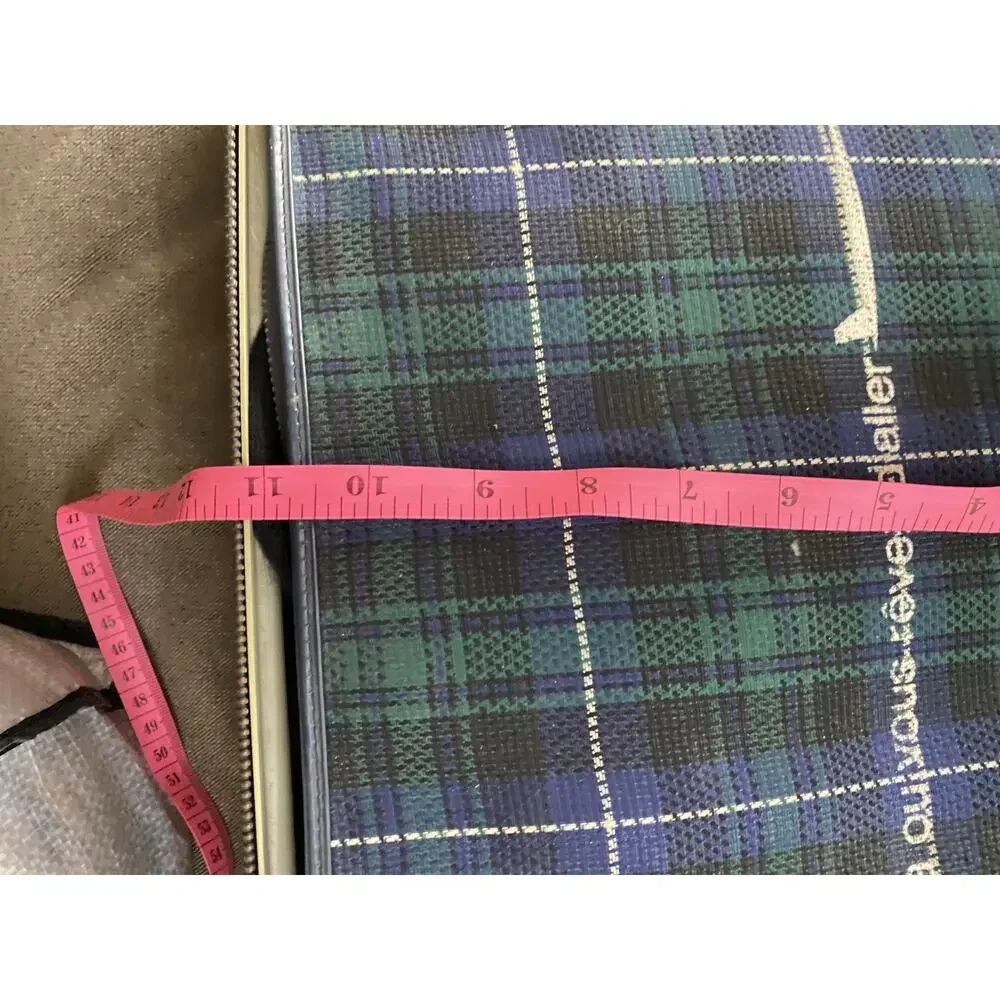 Vtg UTA French Airlines Cabin Suitcase Tartan Plaid Carry On Bag Small 1950s